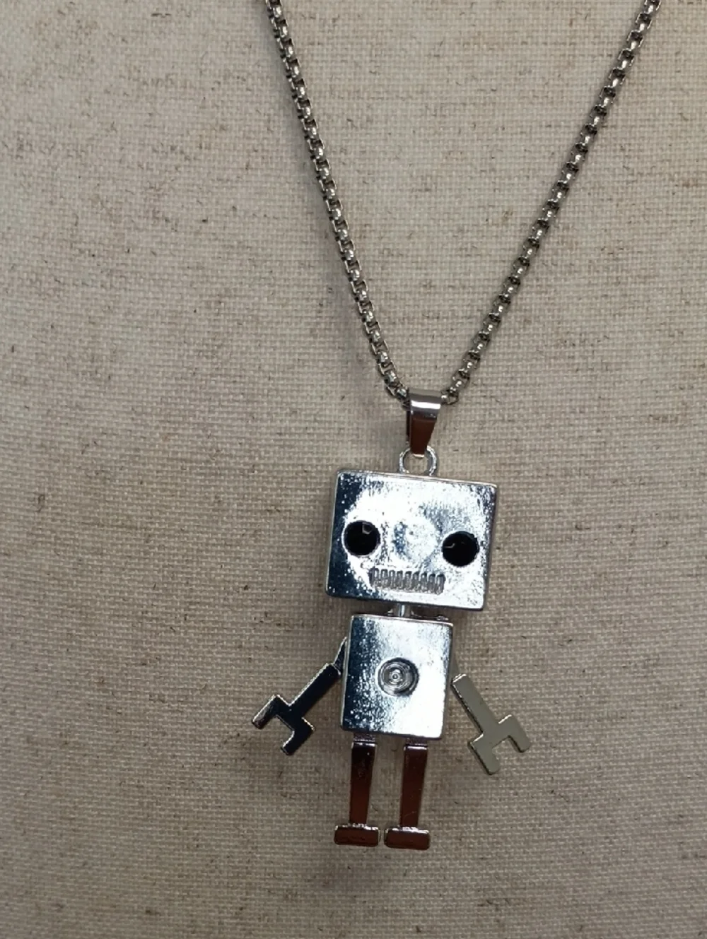 Silver Robot Pendant Necklace Movable Charm Kawaii Novelty Jewelry